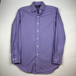 Polo Ralph Lauren Shirt Mens Medium M Regent Fit Purple Check Cotton Dress